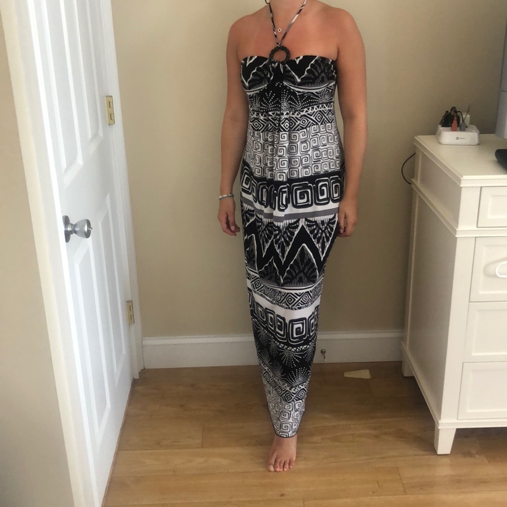 Black patterned summer maxi dress